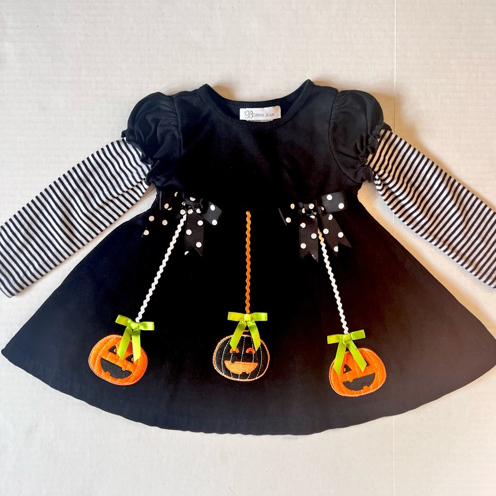 Bonnie Jean Pumpkin Trio Halloween Dress Girls Sz 2T